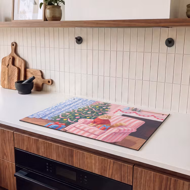Inductiebeschermer & spatscherm (2in1) - Kat - Kerst - Interieur — 3