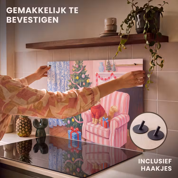 Inductiebeschermer & spatscherm (2in1) - Kat - Kerst - Interieur — 7