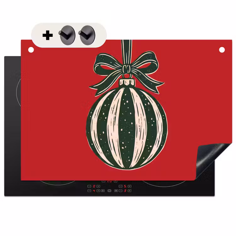Inductiebeschermer & spatscherm (2in1) - Kerstbal - Kerst - Rood — 1