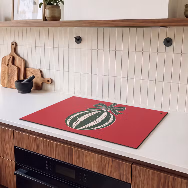 Inductiebeschermer & spatscherm (2in1) - Kerstbal - Kerst - Rood — 3