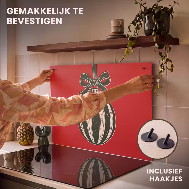 Inductiebeschermer & spatscherm (2in1) - Kerstbal - Kerst - Rood — 7