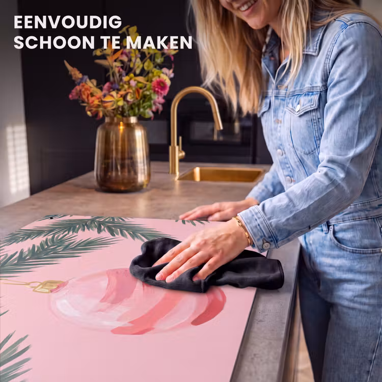 Inductiebeschermer & spatscherm (2in1) - Kerstbal - Roze - Kerst — 5