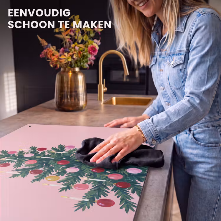 Inductiebeschermer & spatscherm (2in1) - Kerstboom - Kerst - Roze — 5
