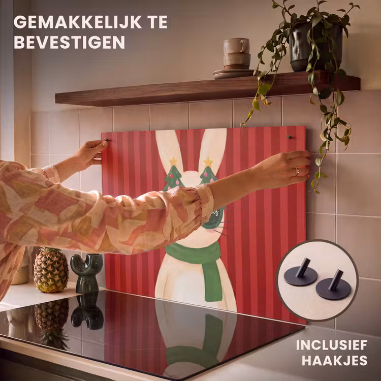 Inductiebeschermer & spatscherm (2in1) - Konijn - Kerst - Dieren — 7