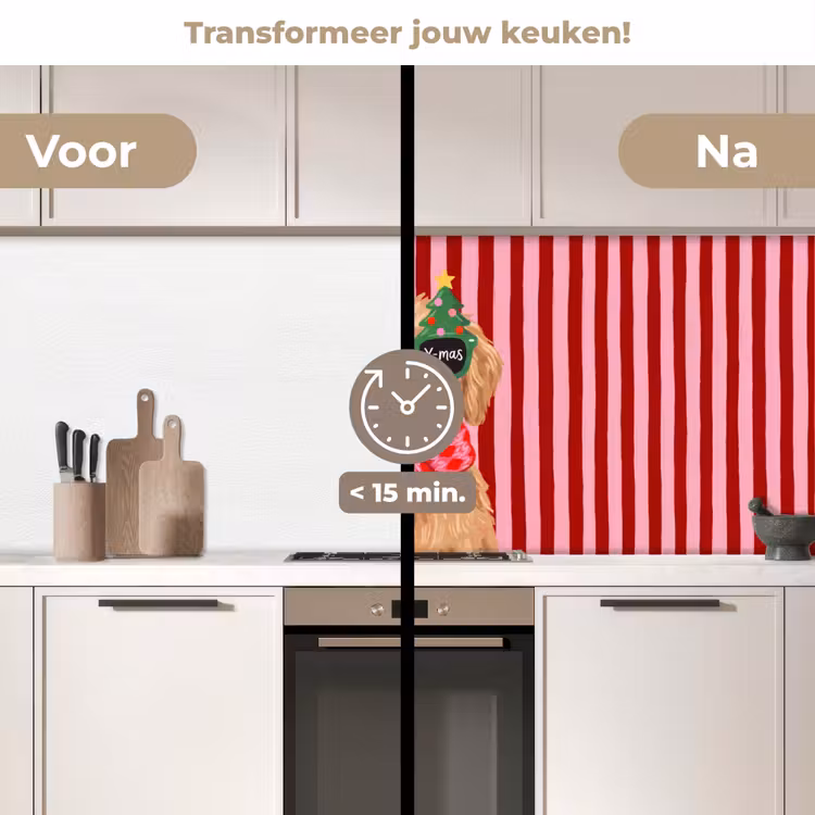 Keuken achterwand - Hond - Kerst - Rood — 3
