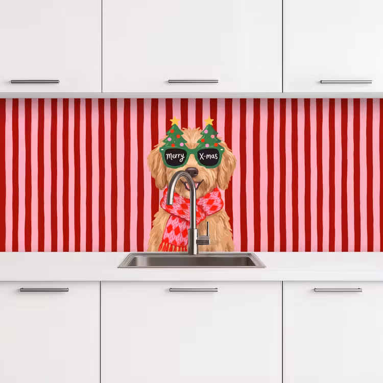 Keuken achterwand - Hond - Kerst - Rood — 4