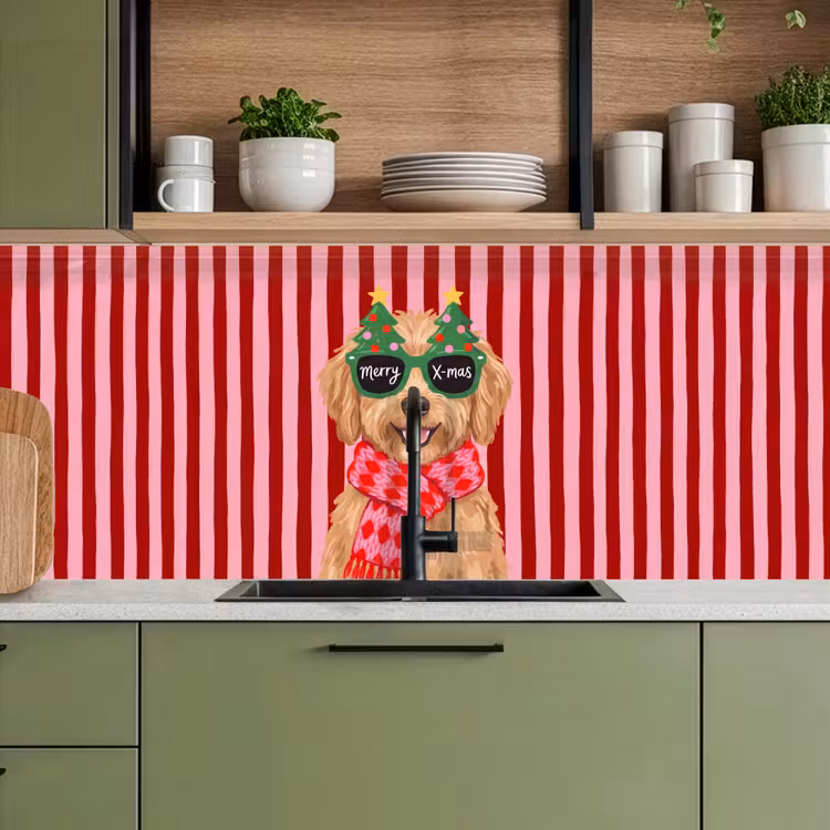 Keuken achterwand - Hond - Kerst - Rood — 8