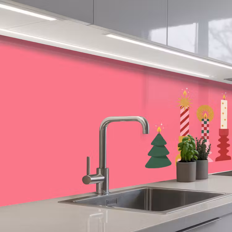 Keuken achterwand - Kaarsen - Feest - Roze — 2