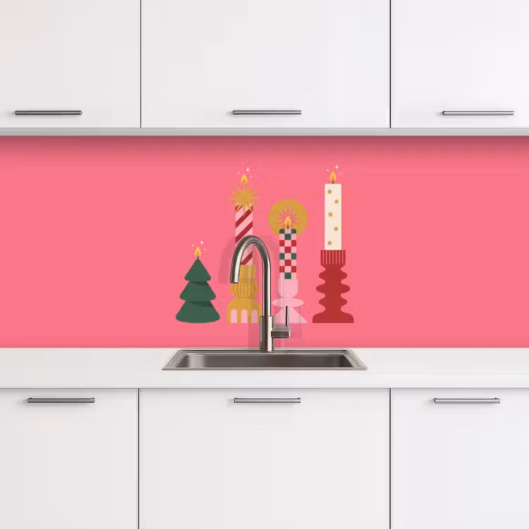 Keuken achterwand - Kaarsen - Feest - Roze — 4