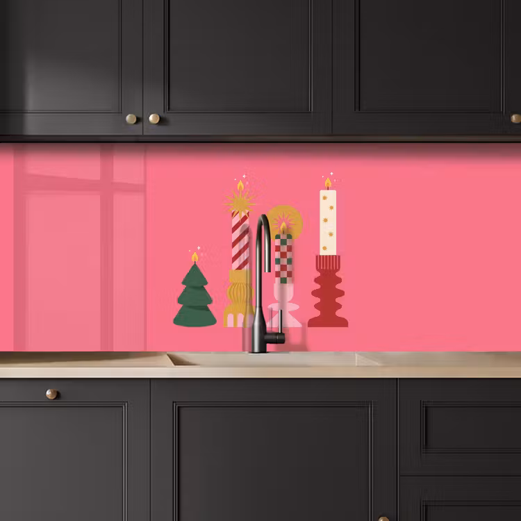 Keuken achterwand - Kaarsen - Feest - Roze — 6