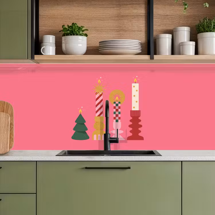 Keuken achterwand - Kaarsen - Feest - Roze — 8