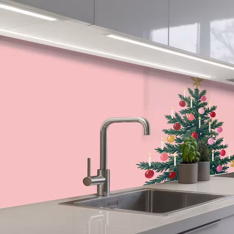Keuken achterwand - Kerstboom - Kerst - Roze — 2