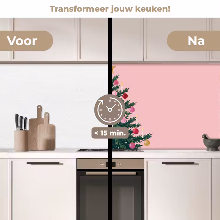 Keuken achterwand - Kerstboom - Kerst - Roze — 3