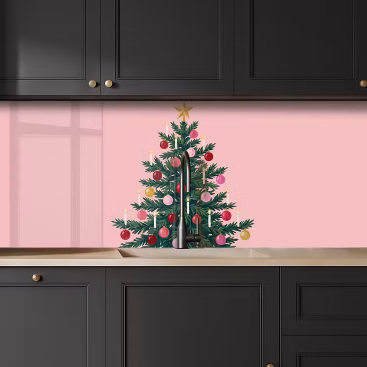 Keuken achterwand - Kerstboom - Kerst - Roze — 6