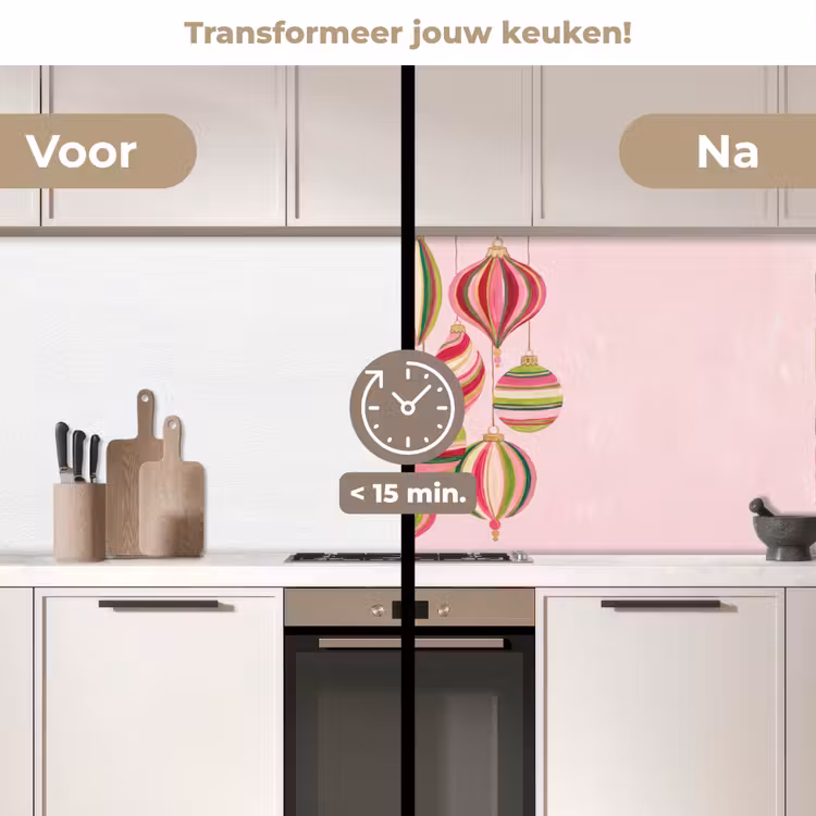 Keuken achterwand - Kerstversiering - Gestreept - Roze — 3