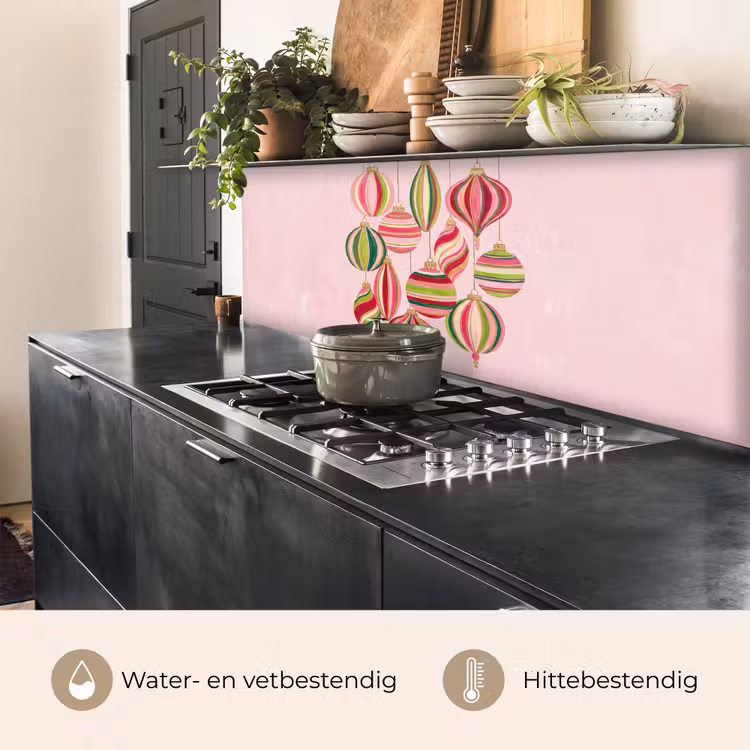 Keuken achterwand - Kerstversiering - Gestreept - Roze — 5