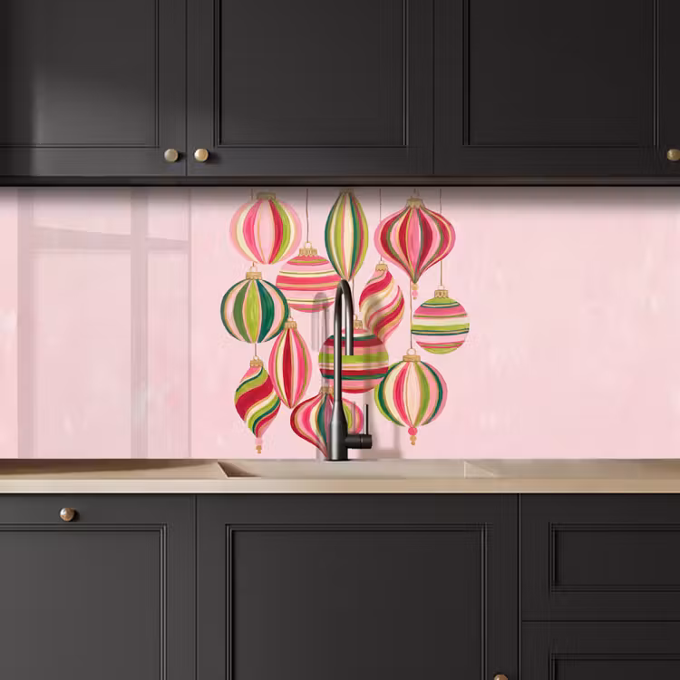 Keuken achterwand - Kerstversiering - Gestreept - Roze — 6