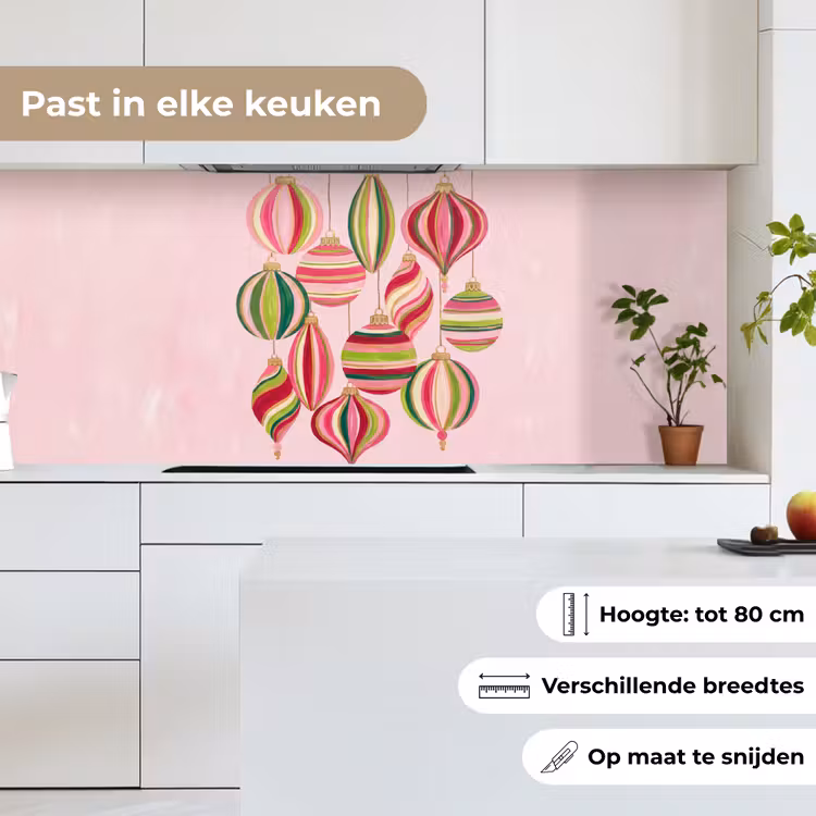 Keuken achterwand - Kerstversiering - Gestreept - Roze — 7
