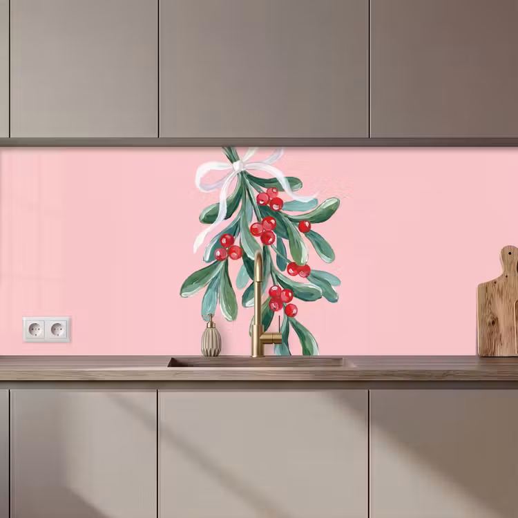 Keuken achterwand - Plant - Kerst - Roze — 1