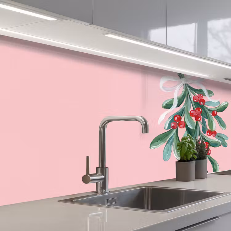 Keuken achterwand - Plant - Kerst - Roze — 2