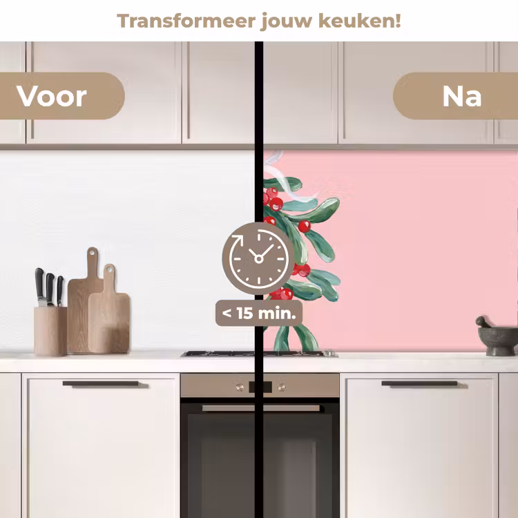 Keuken achterwand - Plant - Kerst - Roze — 3