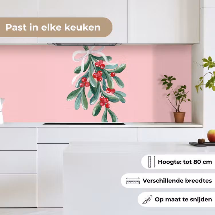 Keuken achterwand - Plant - Kerst - Roze — 7