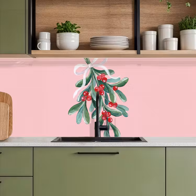 Keuken achterwand - Plant - Kerst - Roze — 8