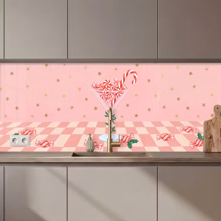 Keuken achterwand - Snoep - Glas - Roze — 1
