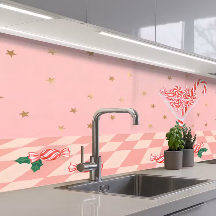 Keuken achterwand - Snoep - Glas - Roze — 2