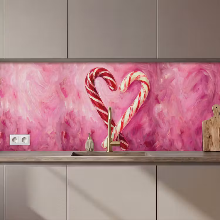 Keuken achterwand - Snoep - Hart - Roze — 1