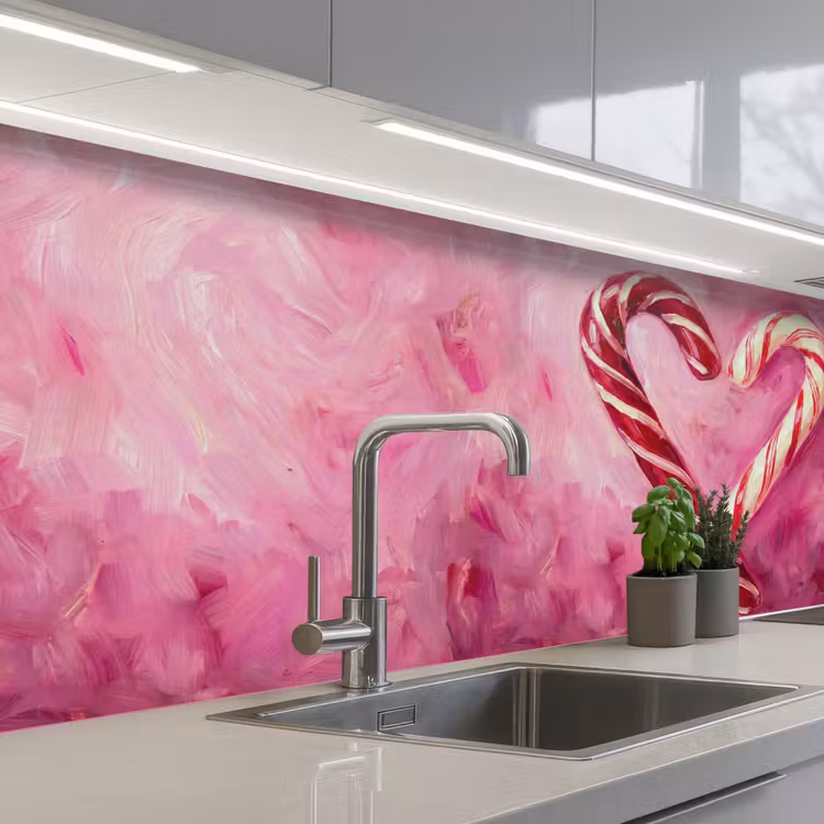 Keuken achterwand - Snoep - Hart - Roze — 2