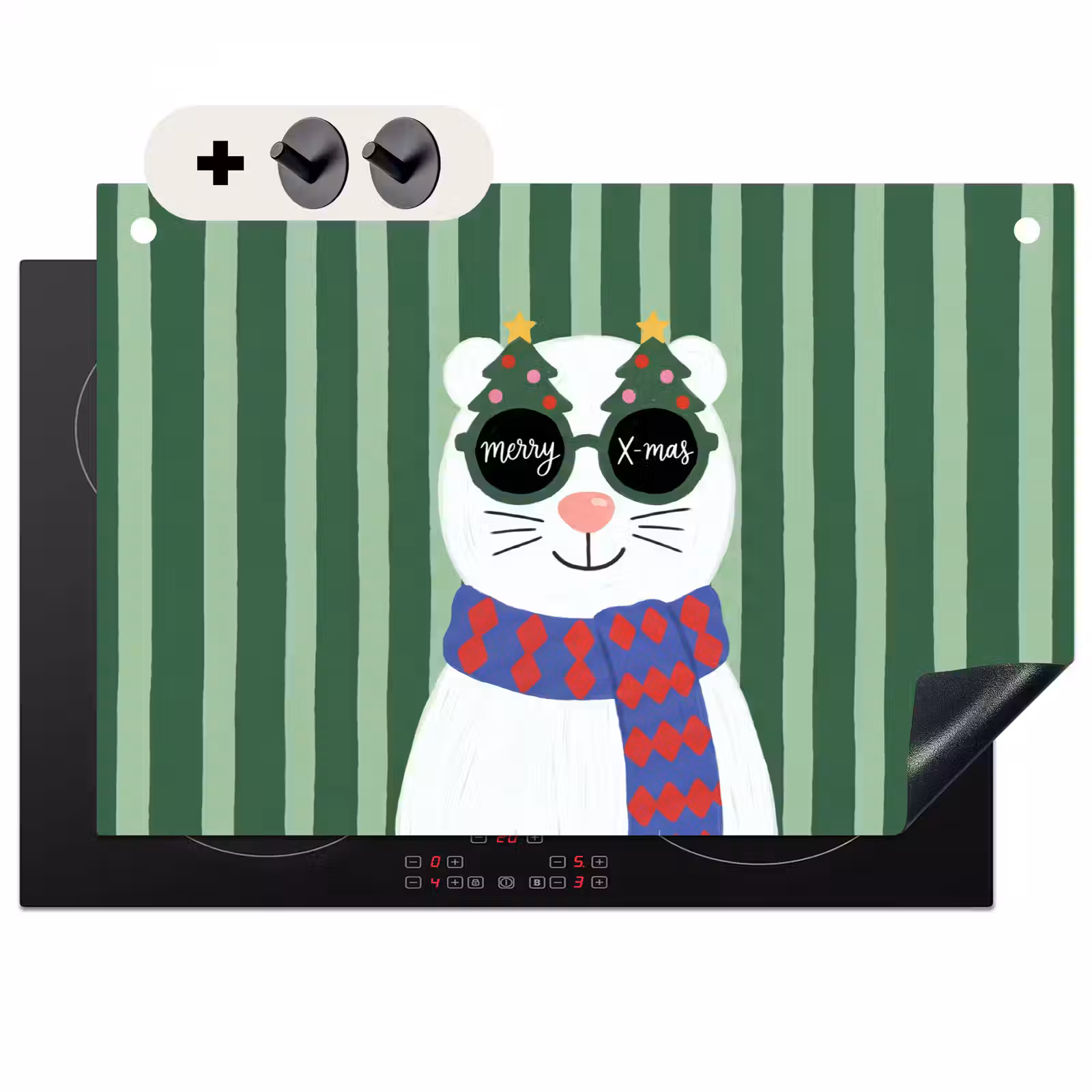 Inductiebeschermer & spatscherm (2in1) - Dier - Winter - Cartoon — 1