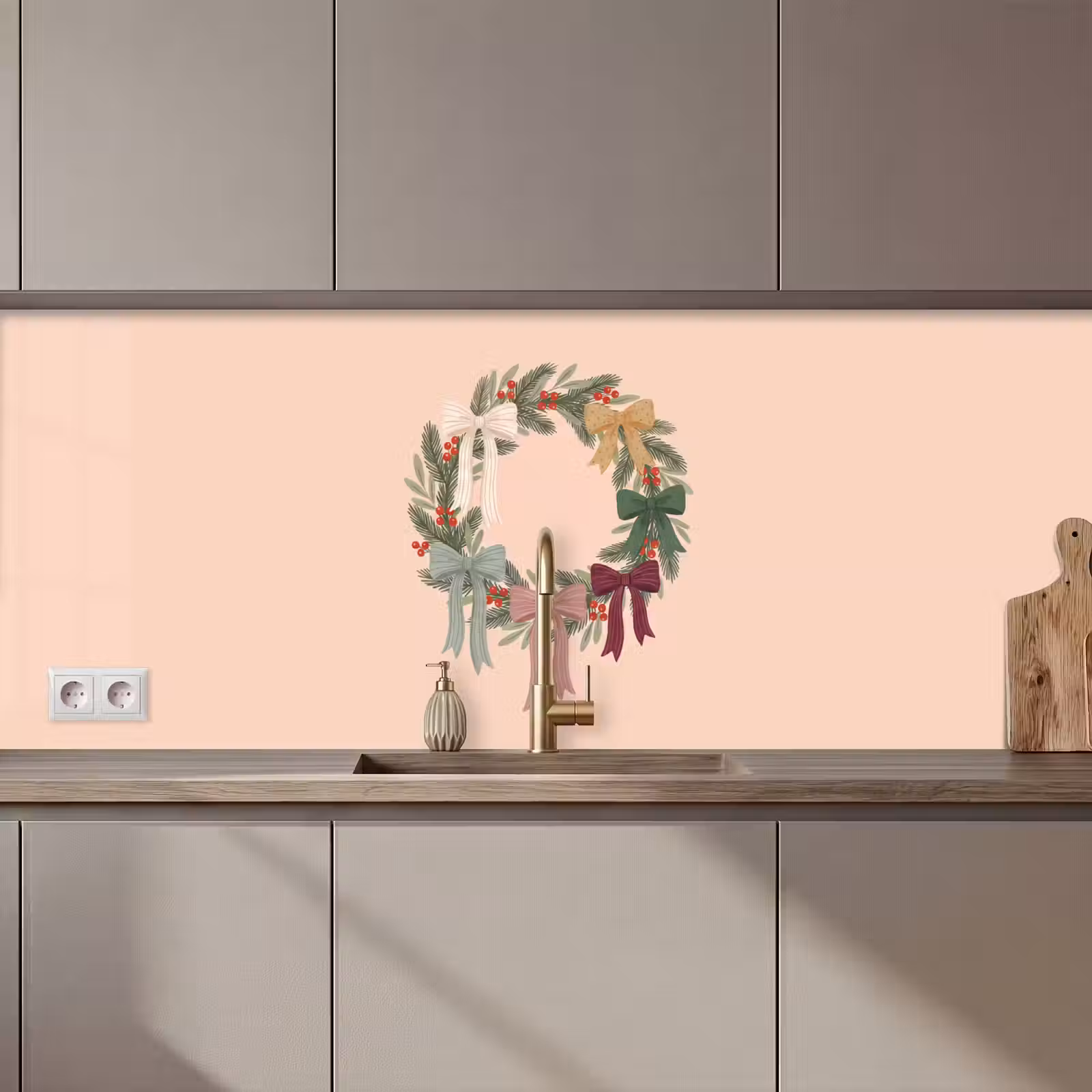 Keuken achterwand - Kerstkrans - Strikken - Kerst — 1