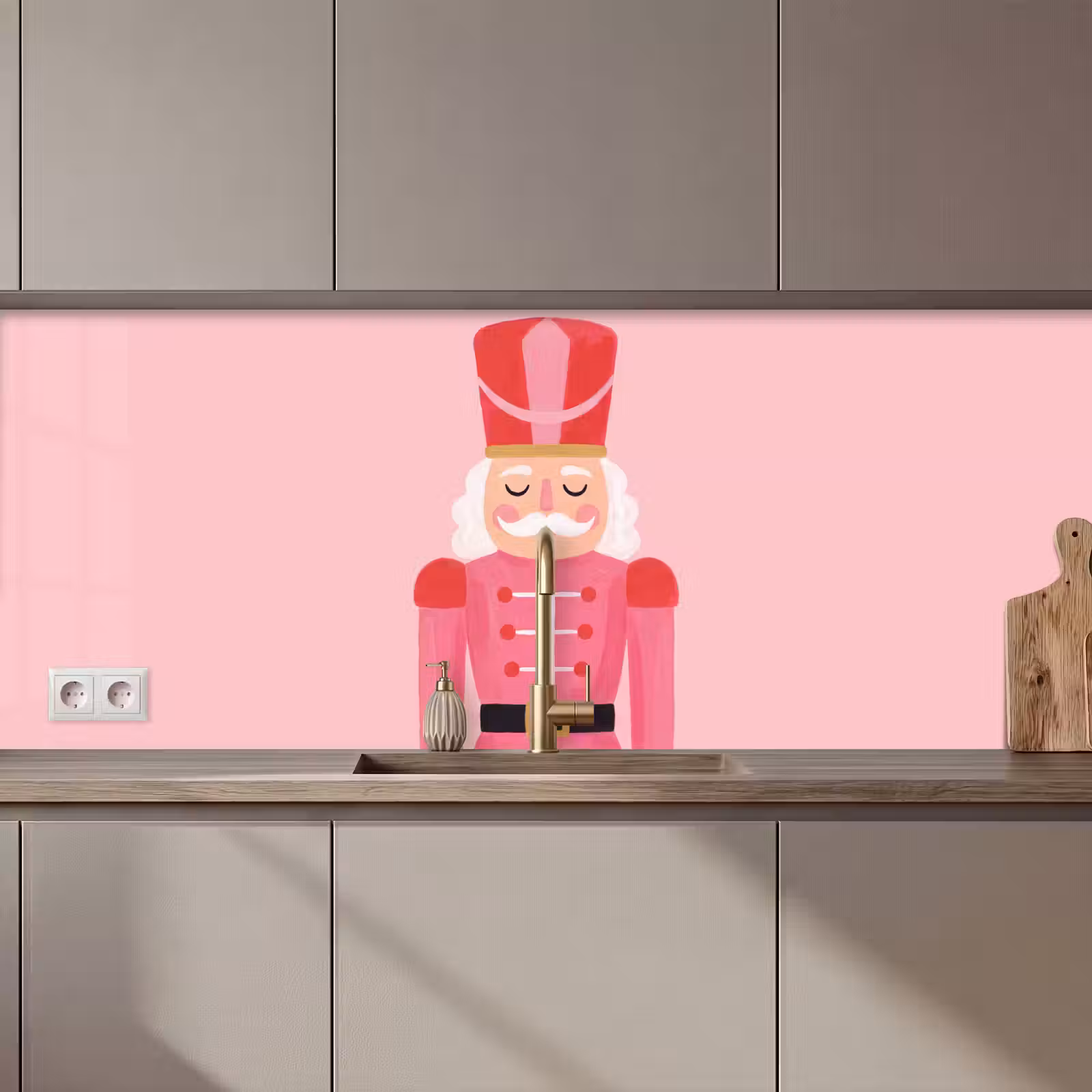 Keuken achterwand - Notenkraker roze illustratie — 1