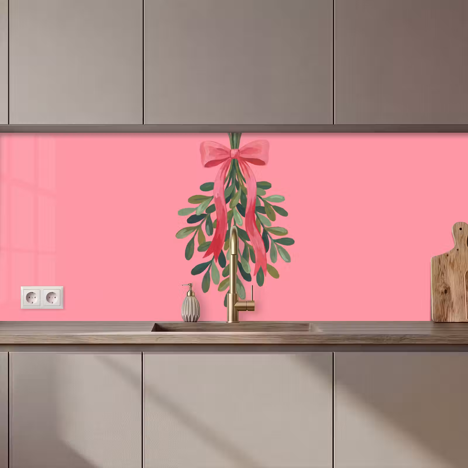 Keuken achterwand - Plant - Lint - Roze — 1