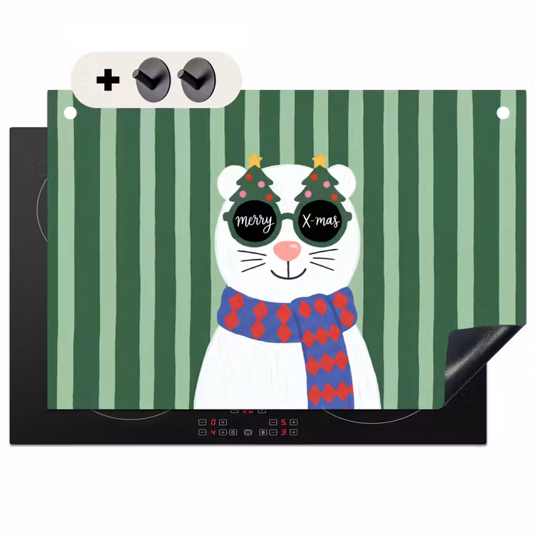 Inductiebeschermer & spatscherm (2in1) - Dier - Winter - Cartoon — 1