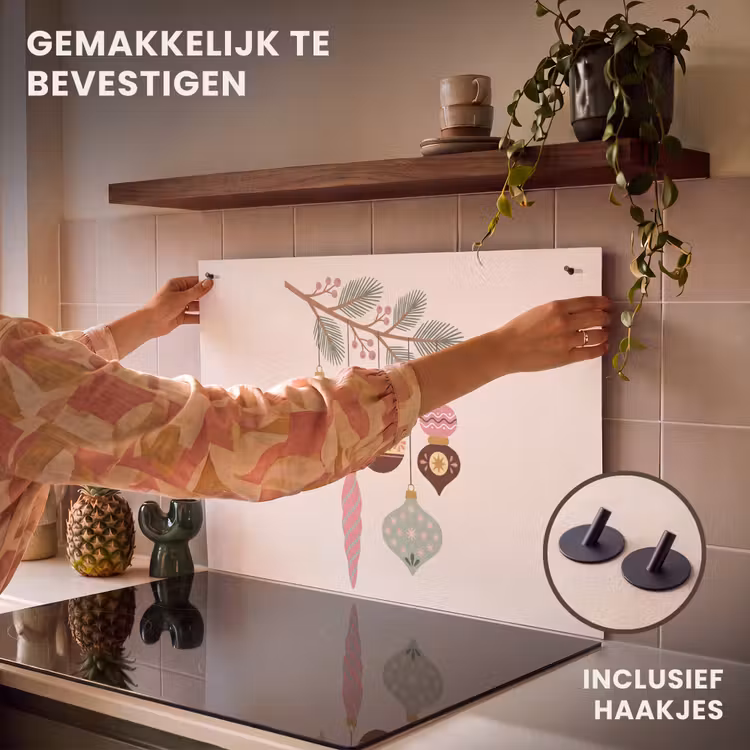 Inductiebeschermer & spatscherm (2in1) - Kerst - Ornamenten - Tak — 7
