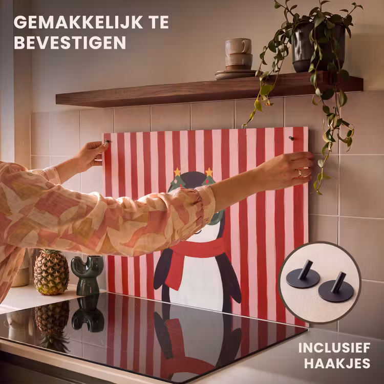 Inductiebeschermer & spatscherm (2in1) - Pinguïn - Kerst - Illustratie — 7