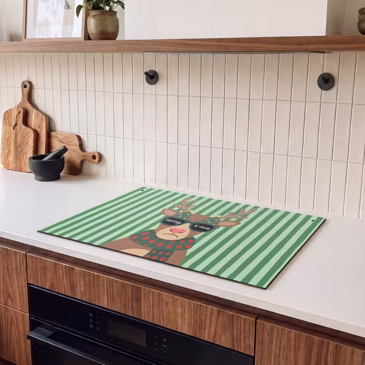 Inductiebeschermer & spatscherm (2in1) - Rendier - Kerst - Illustratie — 3