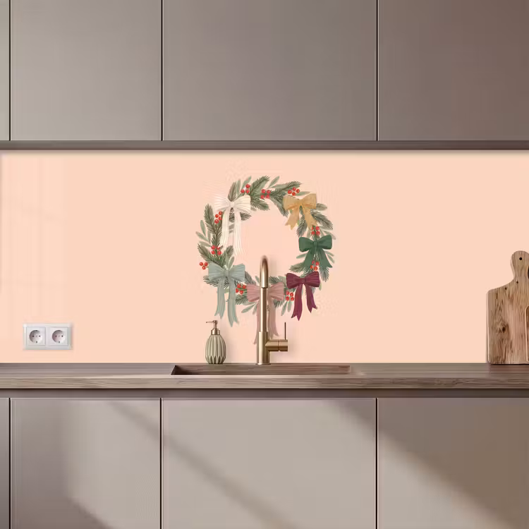 Keuken achterwand - Kerstkrans - Strikken - Kerst — 1