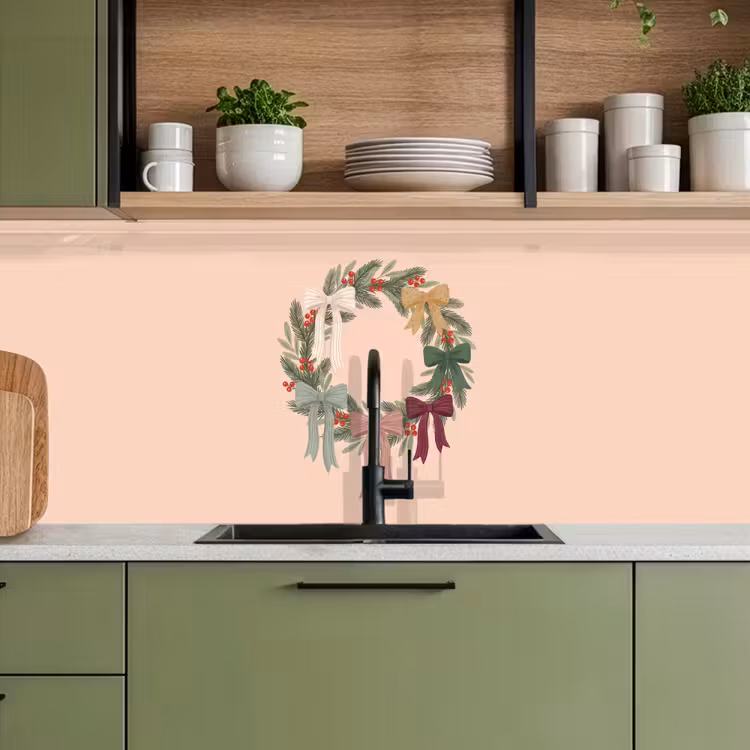 Keuken achterwand - Kerstkrans - Strikken - Kerst — 8