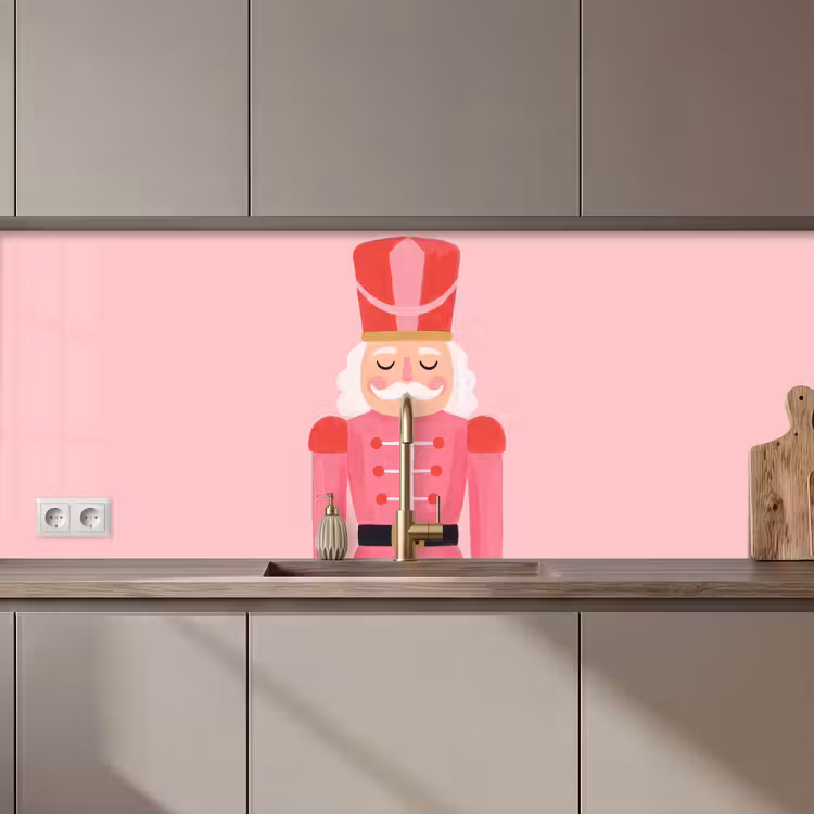 Keuken achterwand - Notenkraker roze illustratie — 1