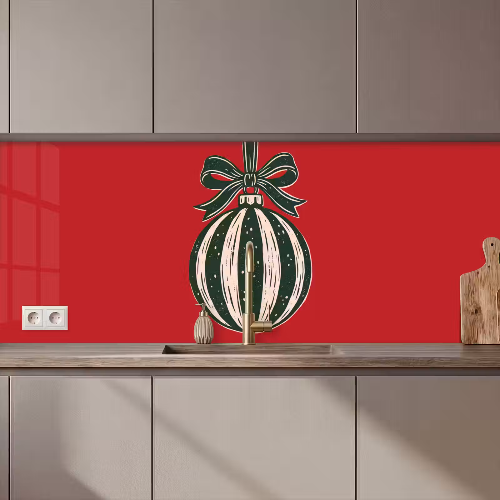 Keuken achterwand - Kerstbal - Kerst - Rood — 1