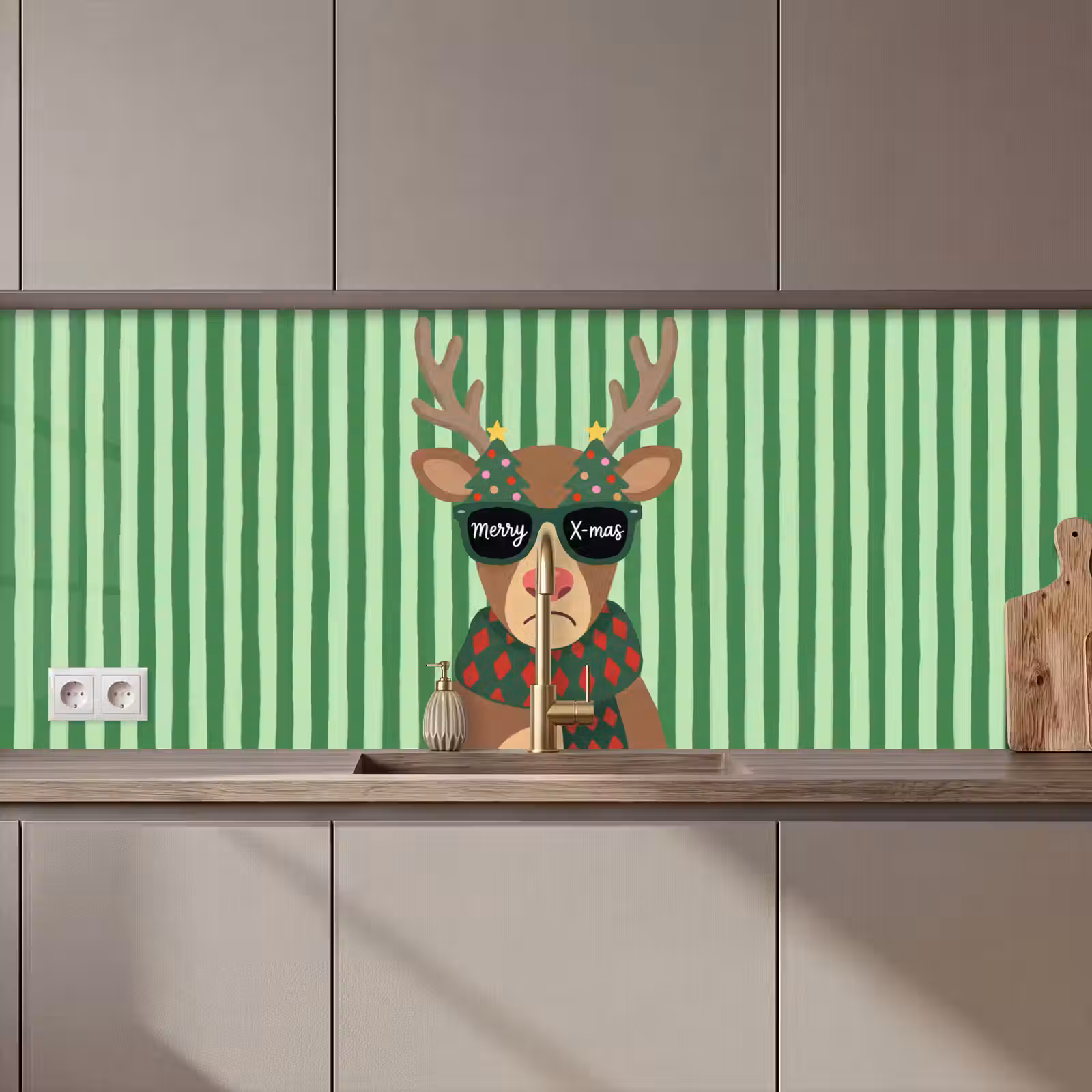 Keuken achterwand - Rendier - Kerst - Illustratie — 1