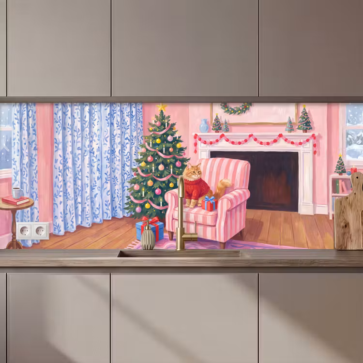 Keuken achterwand - Kat - Kerst - Interieur — 1