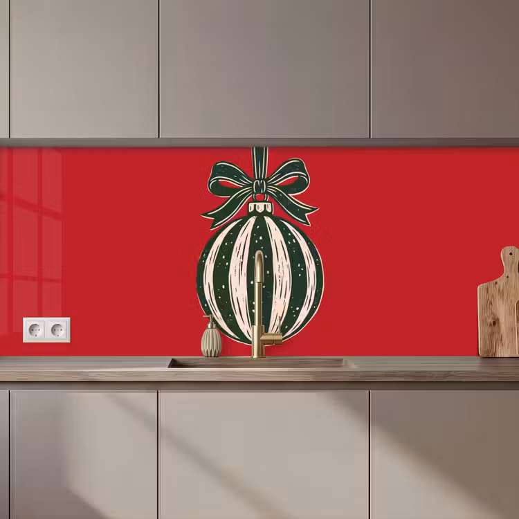 Keuken achterwand - Kerstbal - Kerst - Rood — 1