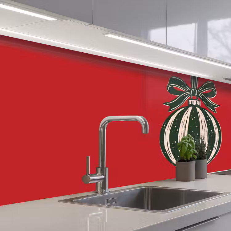 Keuken achterwand - Kerstbal - Kerst - Rood — 2