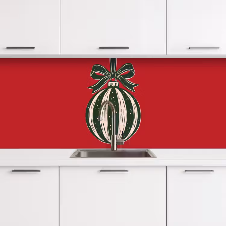 Keuken achterwand - Kerstbal - Kerst - Rood — 4