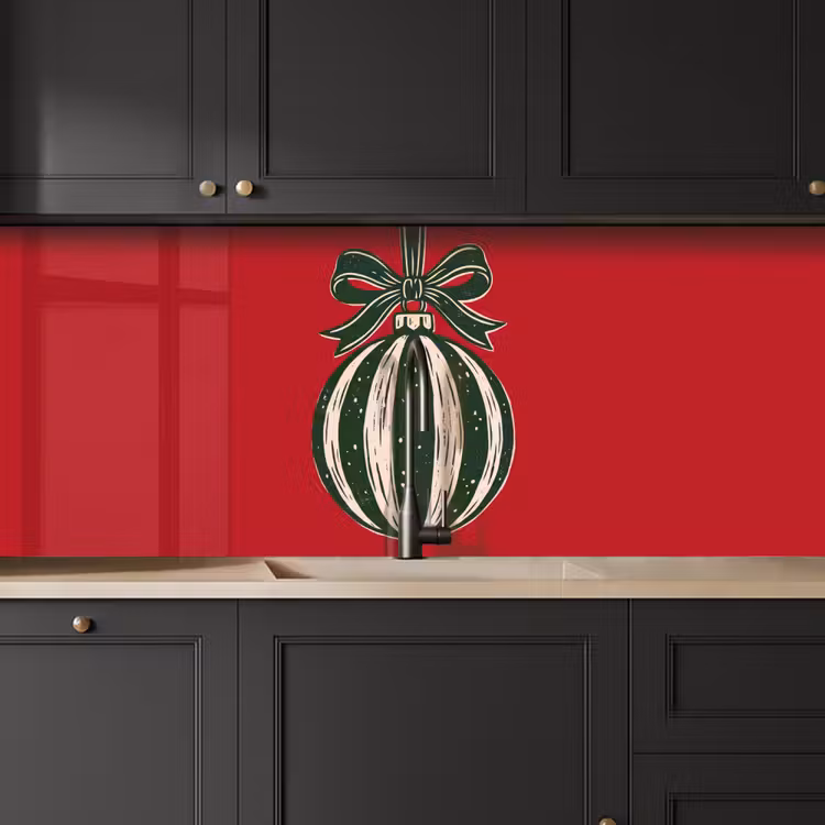 Keuken achterwand - Kerstbal - Kerst - Rood — 6