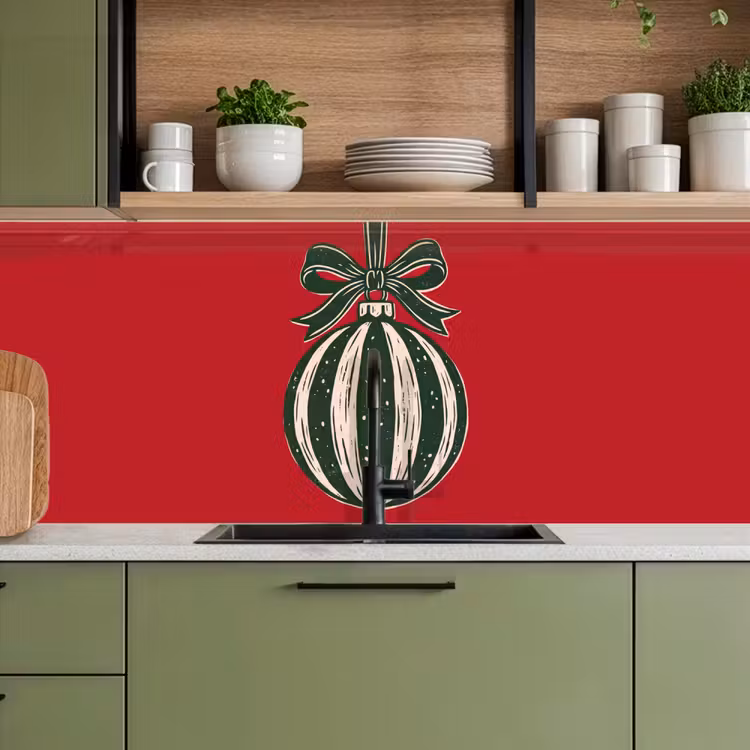Keuken achterwand - Kerstbal - Kerst - Rood — 8